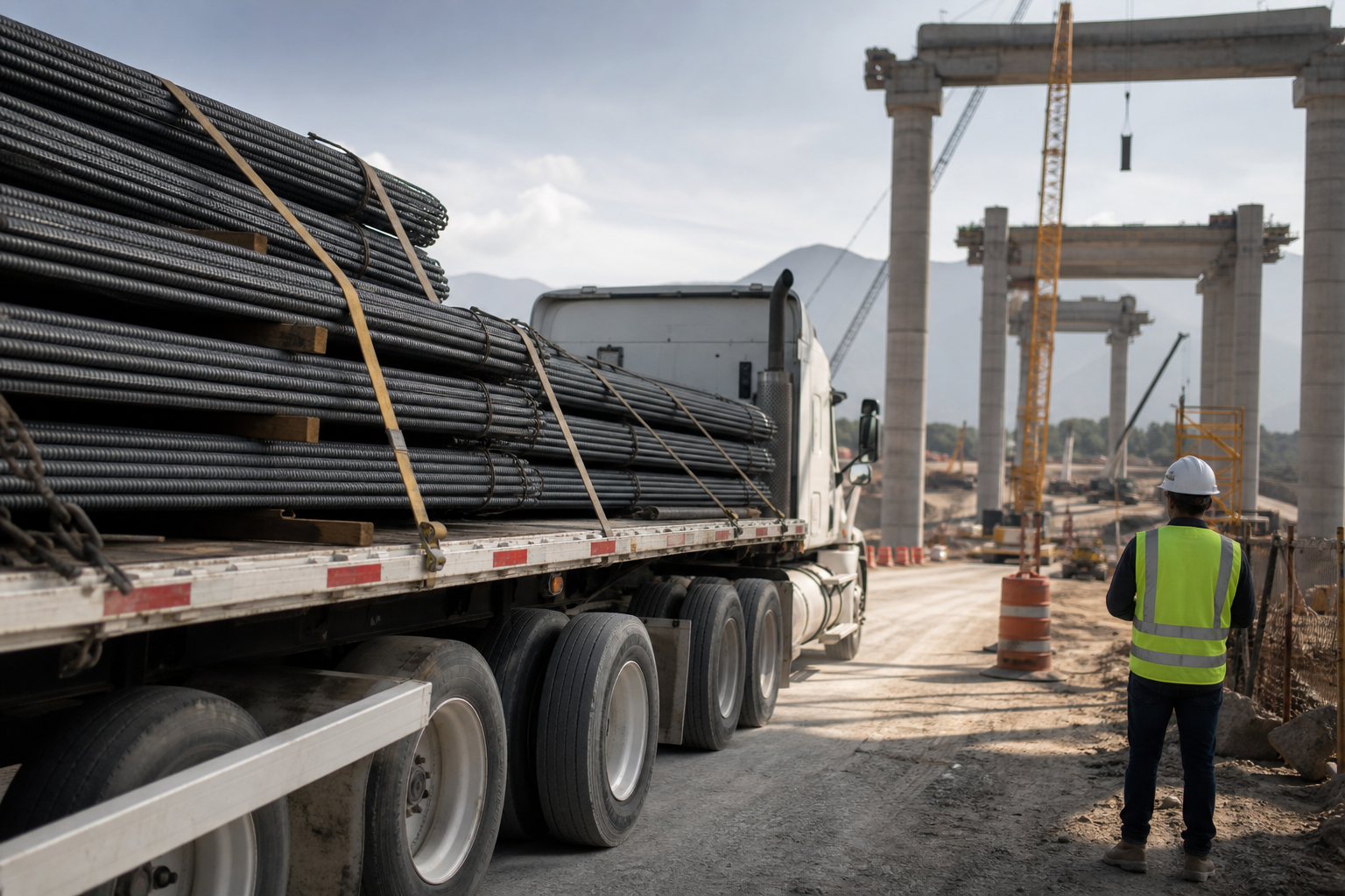 Entrega de acero directamente a una obra de infraestructura